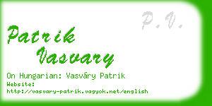 patrik vasvary business card